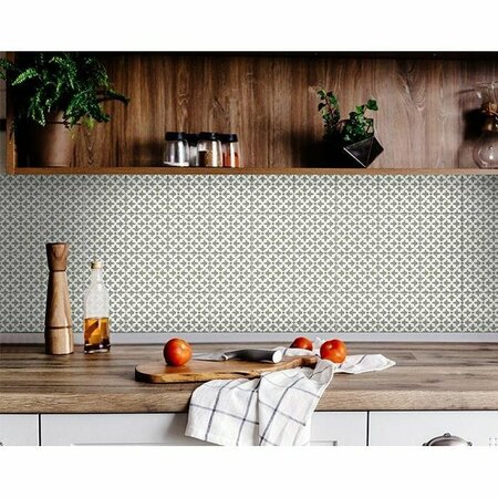 HOMEROOTS 4 x 4 in. Sage Gray Fleur Removable Peel & Stick Tiles 400395